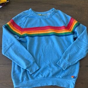 Aviator Nation Blue Rainbow Stripe Sweatshirt